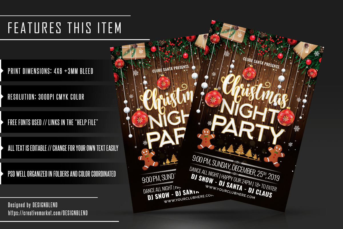 Christmas Night Party Flyer Template, a Flyer Template by designblends@gmail.com (Photo 2 of 3)