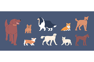 Dogs in different action poses. Cute, an Animal Illustration by Valerie Bodnar