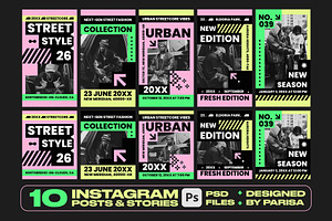 10 Streetwear Collection Social Post, a Social Media Template by Parisa-Artstudio