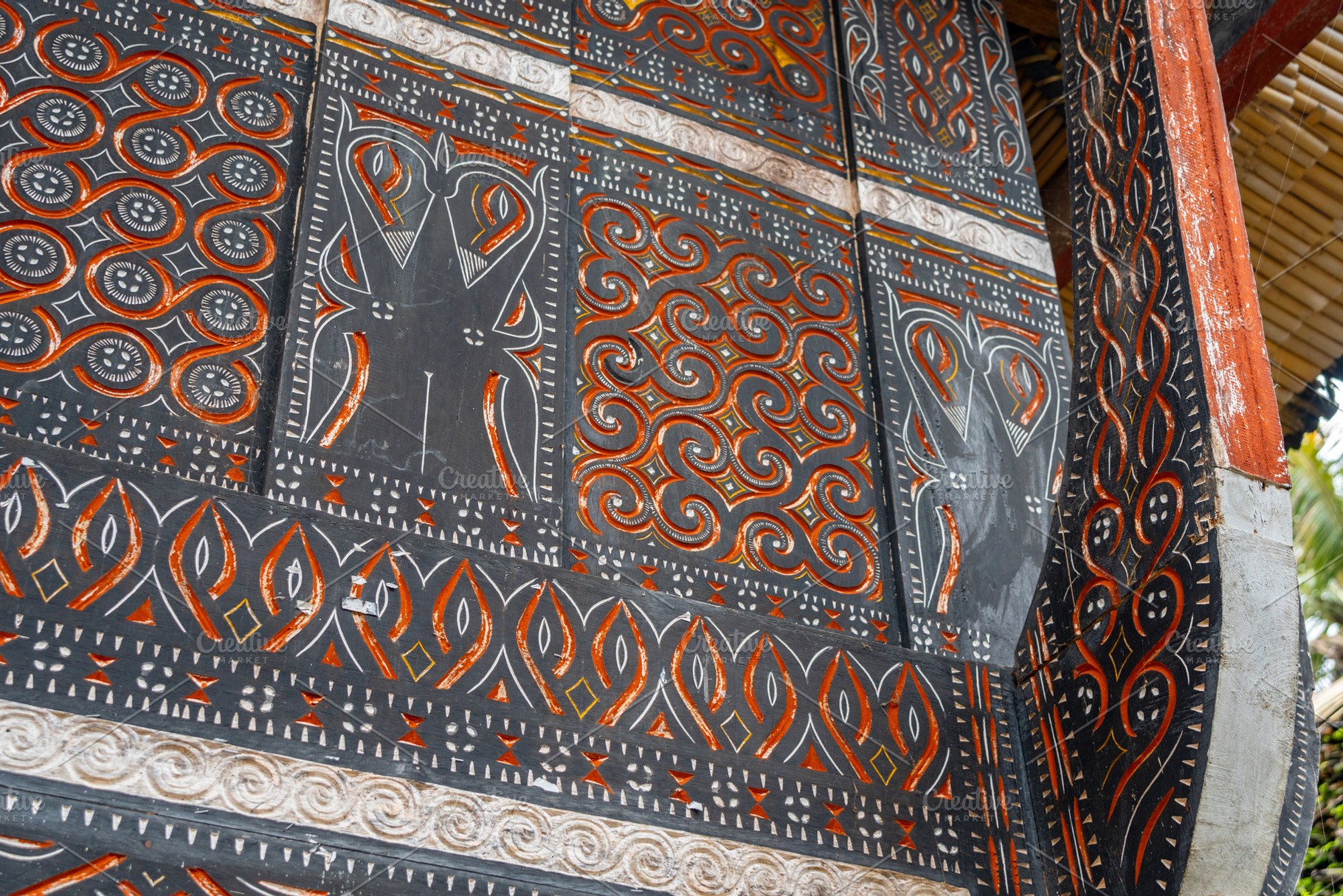 Detail of traditional Toraja house carvings, Sulawesi, Indonesia, an Architecture Photo by GoodGoods