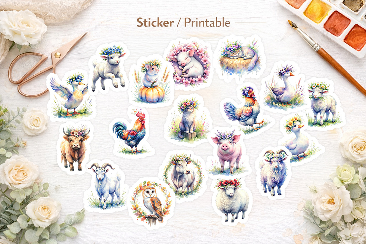 Watercolor Farm Animal PNG Bundle, an Illustration by Artnoy (Photo 7 of 8)