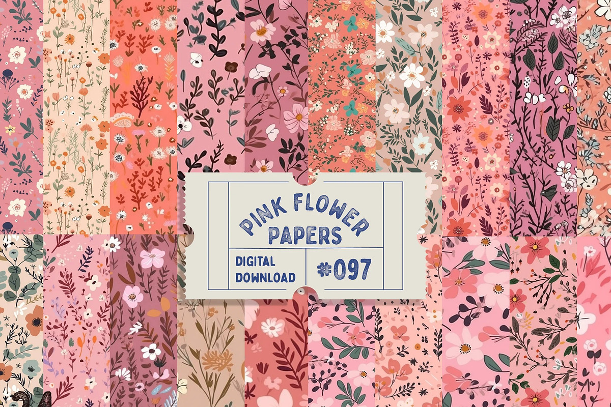 Ditsy Pink Flower Seamless Patterns, a Pattern Graphic by Natural Planners (Photo 1 of 5)
