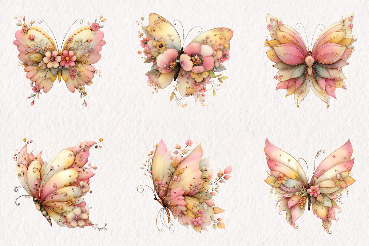 Whimsical Spring Butterfly Clipart, an Illustration by CreationArt (Photo 3 of 10)