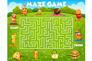 Labyrinth maze game, fast food, an Illustration by Vector Tradition
