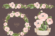Watercolor anemones. Floral set 2, an Illustration by NataliVA (Thumbnail 4 of 4)