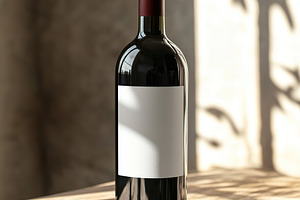 Elegant wine bottle with blank label illuminated by soft natural, a Food & Drink Photo by AlyaAnd
