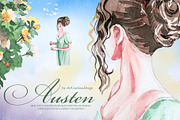 Watercolor Austen Clipart Set, a Person Illustration by ArtCreationsDesign (Thumbnail 4 of 22)