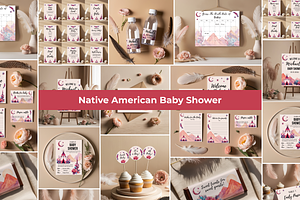Native American Baby Shower Bundle, a Presentation Template by InkyQueenArt