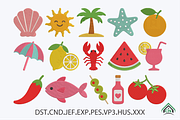 Coastal Summer Embroidery Design, a Solid Icon by Craft Nest (Thumbnail 1 of 6)