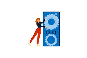 Woman engineer working on mobile, a Technology Illustration by pikepicture