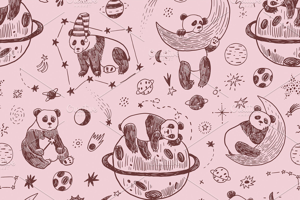 Space Planets and Sleepy Panda, a Pattern Graphic by GooseFrol (Photo 8 of 9)