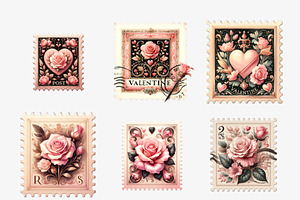 Valentine's Day Retro Stamp Clipart