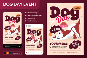 Illustration Dog Day Event Flyer Set, a Flyer Template by Annora Studio