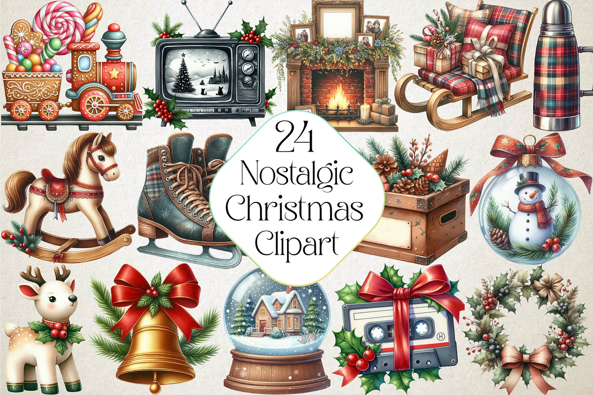Nostalgic Christmas Clipart, an Illustration by DreamPrint404 (Photo 1 of 5)