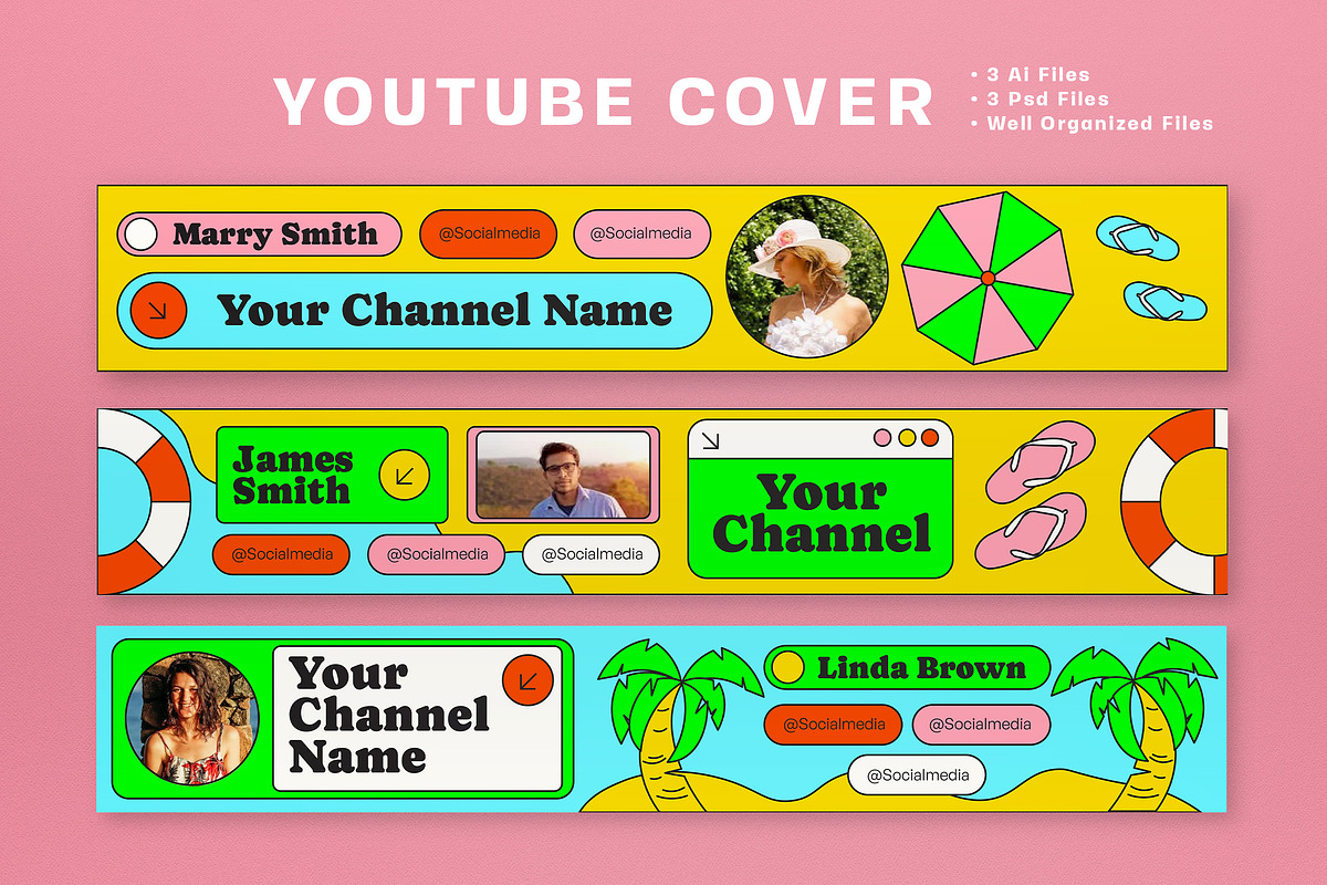 Neo Brutalism Summer YouTube Cover, a Social Media Template by graphicook (Photo 2 of 3)