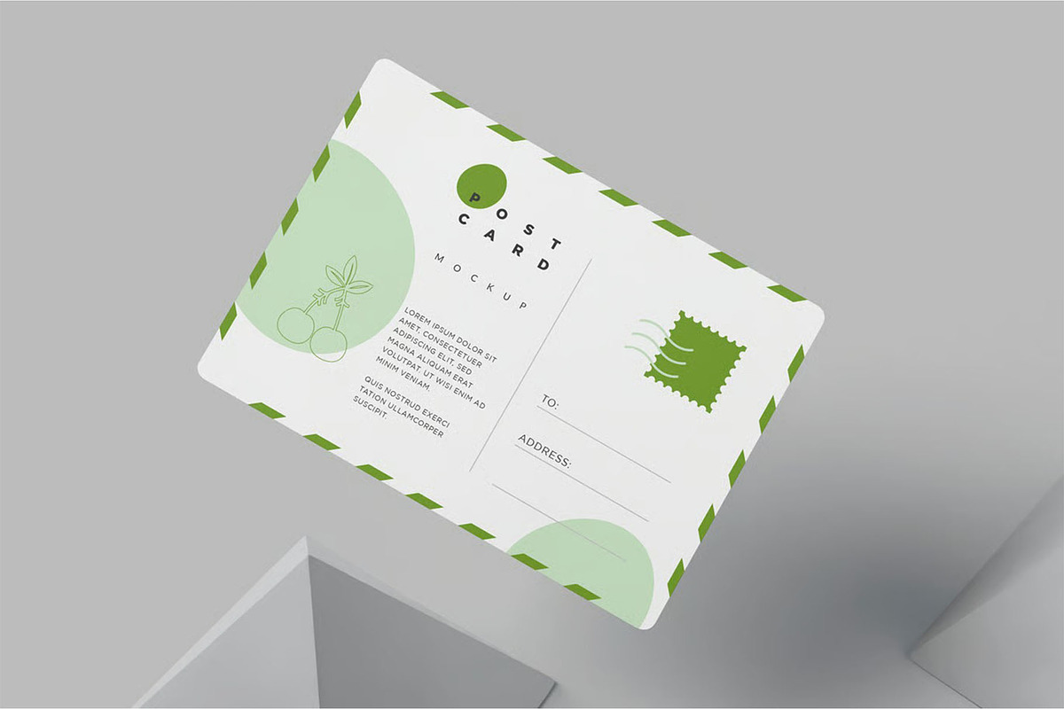 Rounded Corners Postcard Mockups, an Advertising Mockup by megostudi0 (Photo 6 of 6)
