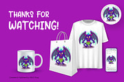 Cartoon gargoyle. Tshirt, PNG., an Animal Illustration by KENO Mascots (Thumbnail 7 of 7)