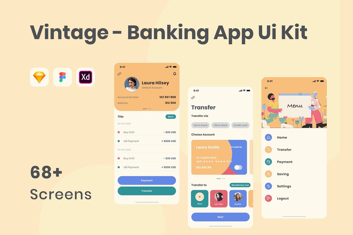 Vintage - Bank App Ui Kit, an App Template by Capi Product (Photo 1 of 6)