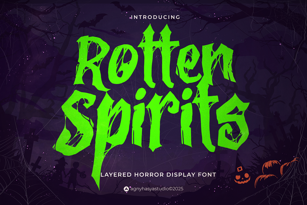 Rotten Spirits - Layered Horror Font, a Handwritten Font by agnyhasyastudio (Photo 1 of 15)
