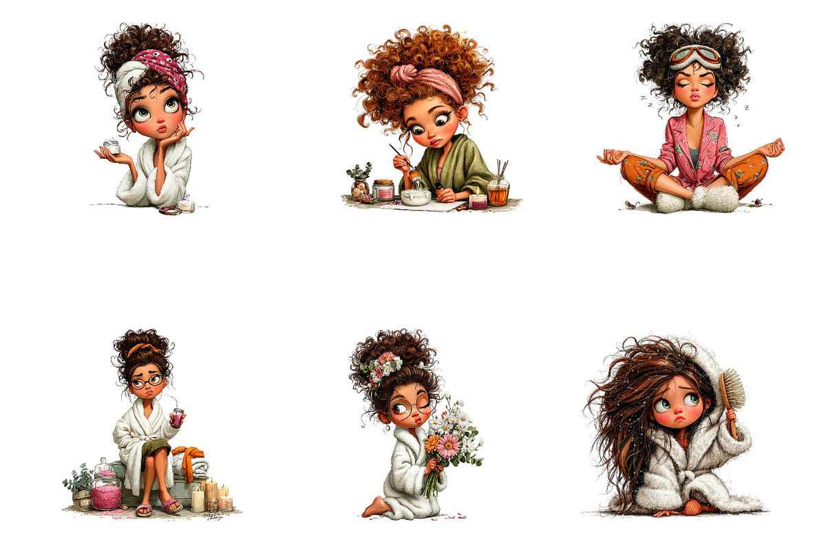 Whimsical Self Care Woman Clipart, a Seasonal Illustration by CreationArt (Photo 4 of 5)