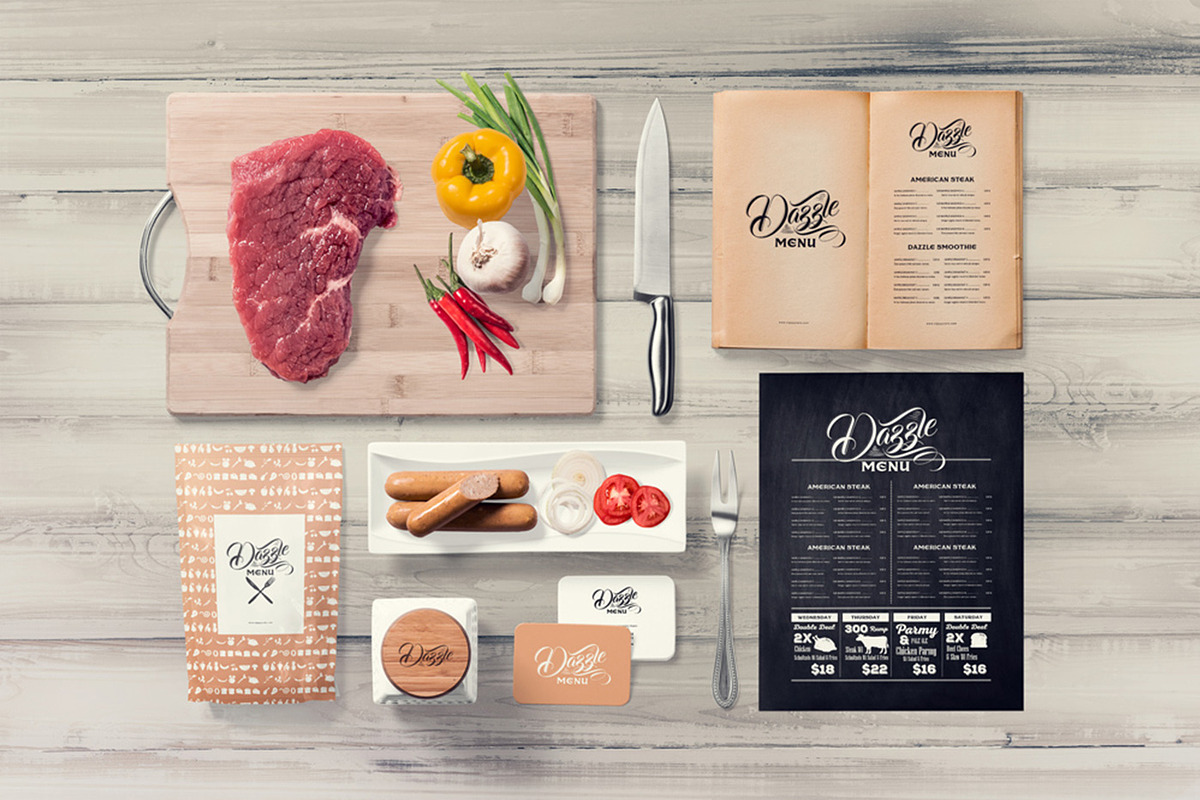 Restaurant Menu Mockup Scenes, a Books & Magazine Mockup by ZippyPixels (Photo 4 of 4)
