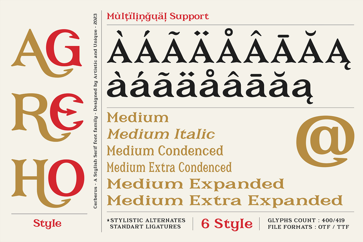 Cerberus - Serif font family, a Serif Font by Artistic & Unique (Photo 3 of 15)