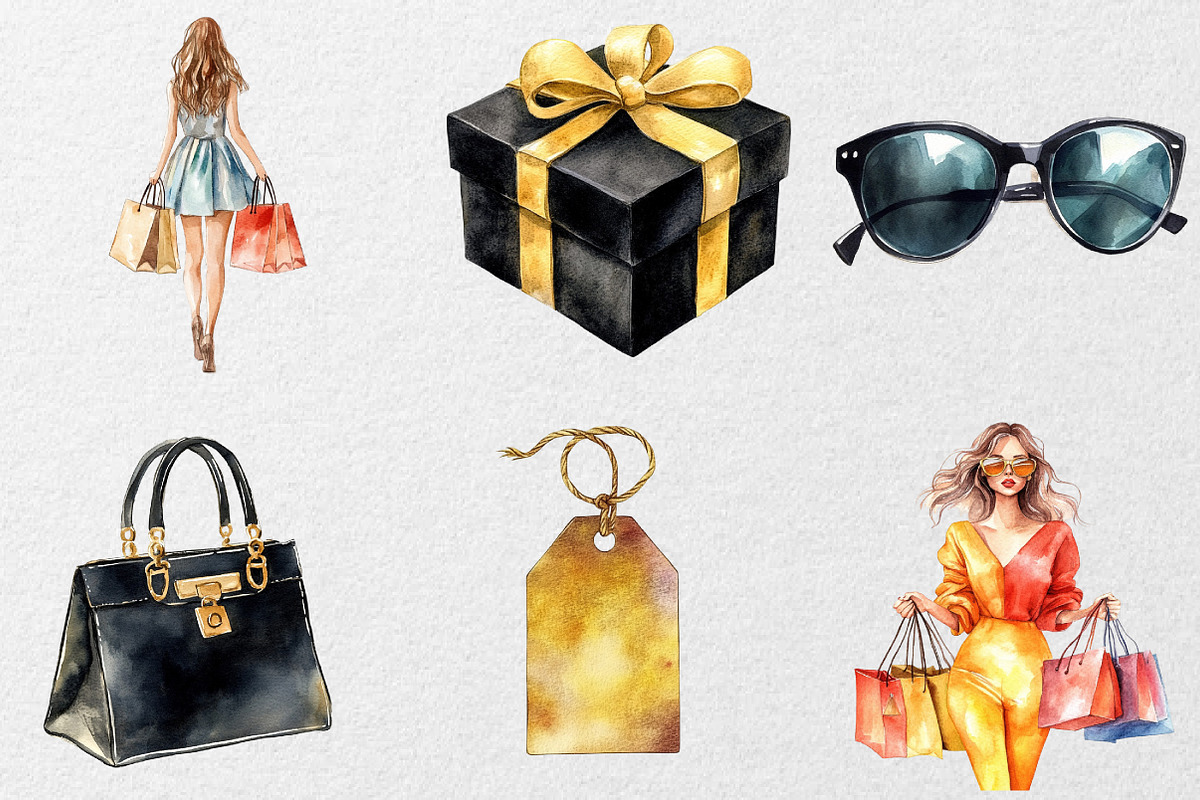 Luxury Shopping  Black Friday Clipar, an Illustration by DreamCafeArt (Photo 5 of 7)