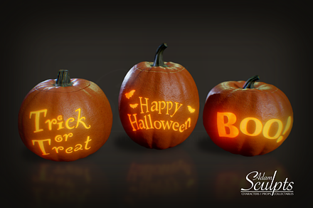 Decorative Pumpkins, a Food & Drink 3D Model by Adam Sculpts