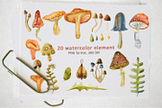 Watercolor Mushrooms, an Illustration by annasokol_ (Thumbnail 2 of 7)