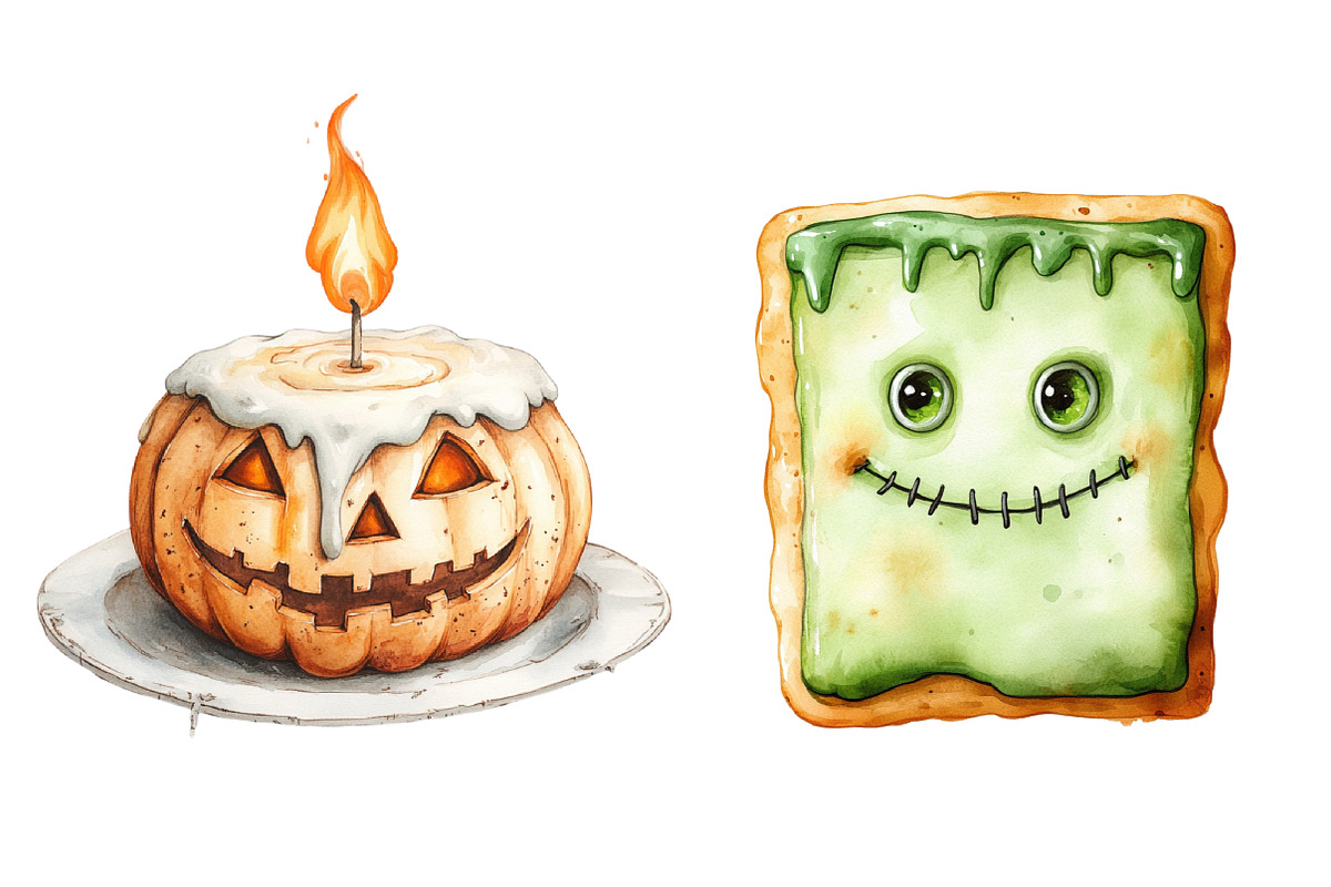 Watercolor Halloween Cookies Clipart, an Illustration by Designworld (Photo 5 of 6)