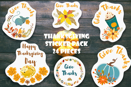 Thanksgiving Day vector sticker pack