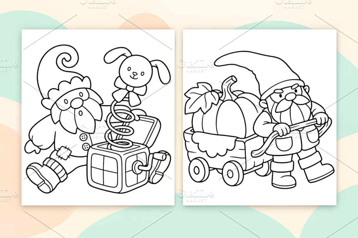 Snug Gnomes Coloring Pages Vol. 1, a Seasonal Illustration by Design Station (Photo 2 of 3)