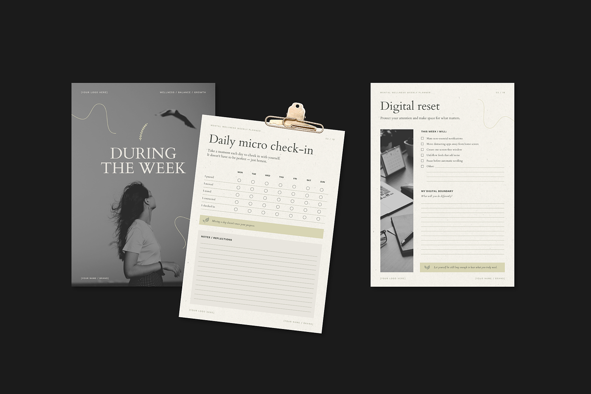 Mental Wellness Weekly Planner, a Marketing Template by Make It Yours Lab. (Photo 3 of 10)