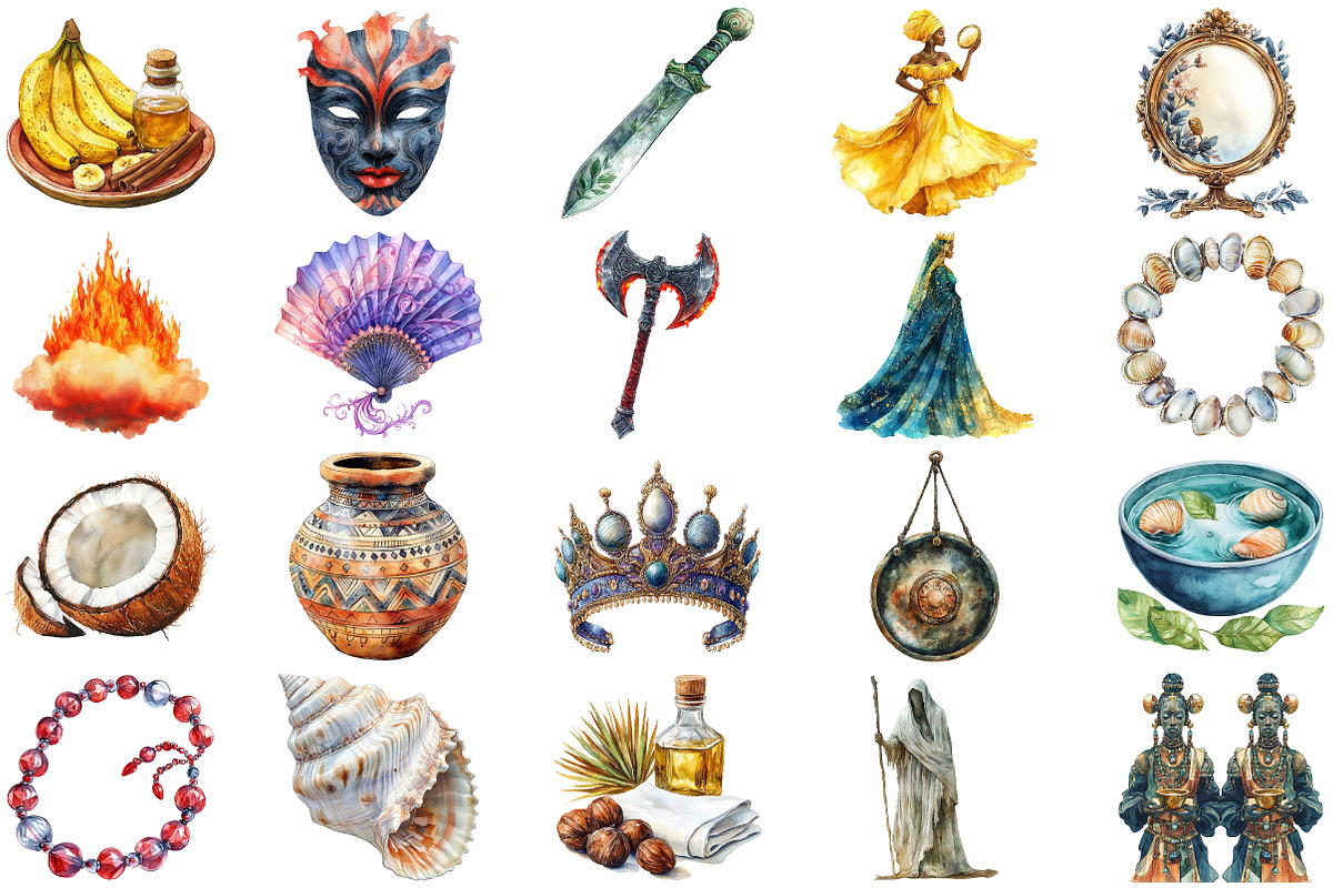 Yoruba Orishas Pantheon Clipart Set, an Illustration by Craft Nest (Photo 2 of 4)