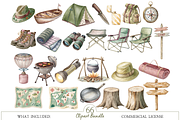 Watercolor Retro Camper Clipart, an Illustration by MockupWizard (Thumbnail 2 of 7)