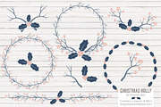 Navy & Blush Holly & Vectors, an Illustration by Amanda Ilkov (Thumbnail 1 of 5)