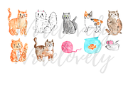Watercolor cat clipart, an Animal Illustration by Writelovely (Thumbnail 2 of 2)