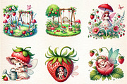 Spring Strawberry Fairy Garden, a Seasonal Illustration by DreamArtGraphic (Thumbnail 2 of 5)