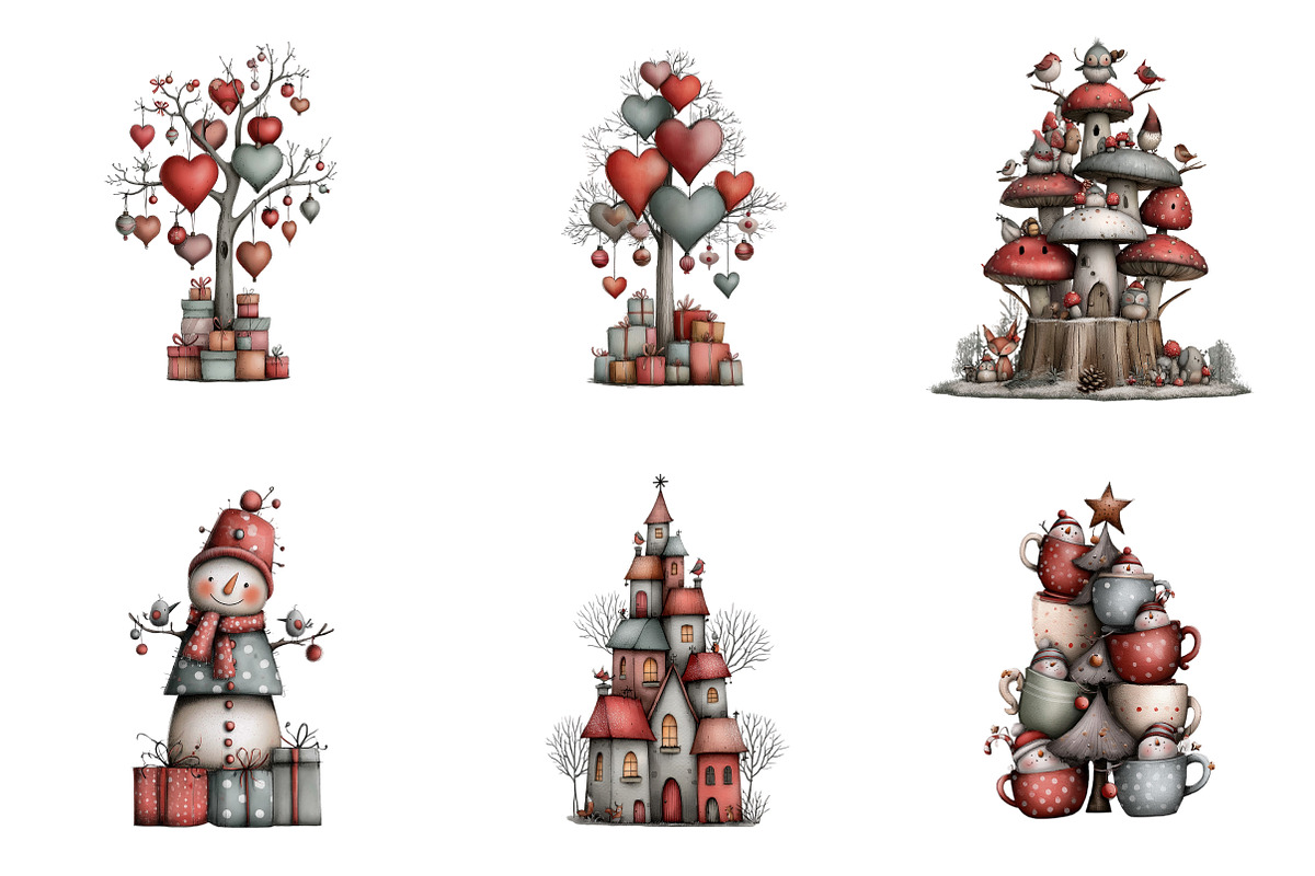 Whimsical Christmas Tree Clipart, a Transportation Illustration by SinaCreation (Photo 4 of 9)