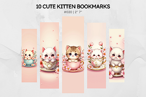 10 Cute Kitten Bookmarks Digital