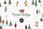 Watercolor WINTER HOLIDAYS, a Seasonal Illustration by LeriaArt watercolor (Thumbnail 1 of 16)