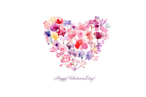 Heart of watercolor flowers. Happy, an Illustration by Nenahliadava Design