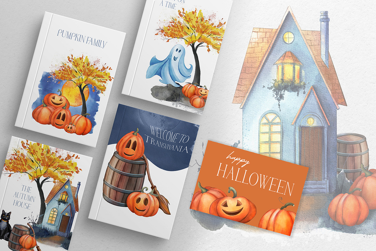 Watercolor Halloween illustrations, a Seasonal Illustration by DamriNa art (Photo 6 of 6)