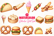 Watercolor Street Food Clipart, an Illustration by CrexoraLab (Thumbnail 5 of 5)
