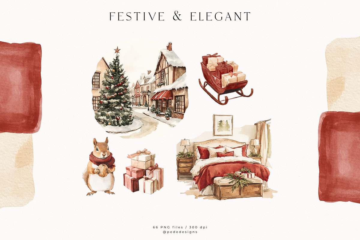 Elegant & Festive Collection, a Seasonal Illustration by PeDe Designs (Photo 4 of 31)