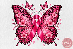 Breast Cancer Awareness Butterfly, a Seasonal Illustration by Rose Art