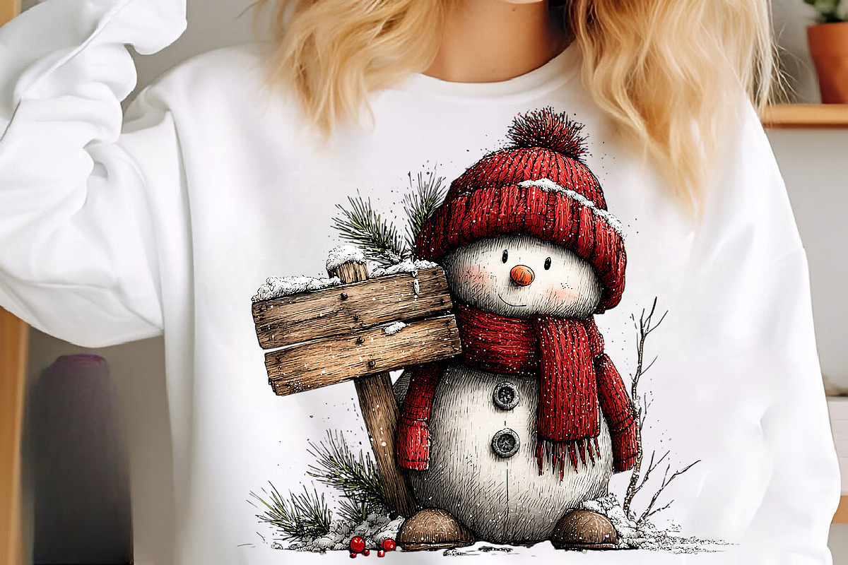 Whimsical Christmas Snowman Clipart, a Work Illustration by SinaCreation (Photo 5 of 7)