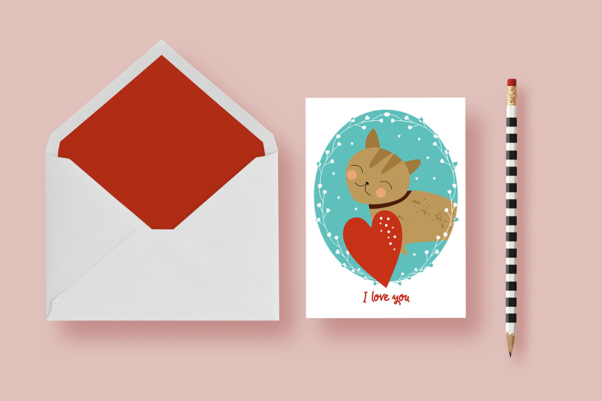 8 Valentine's Day cards with animals, a Card Template by land art (Photo 5 of 9)
