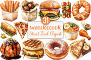 Watercolor Street Food Clipart, an Illustration by Craft Nest (Thumbnail 1 of 6)