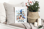 Christmas winter birds watercolor, a Wallpaper Graphic by Artmanata (Thumbnail 6 of 16)